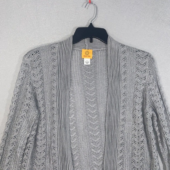 Ruby Rd Cardigan Womens Large Grey Long Sleeve Tight Knit Tasseled Casual Adult - Picture 2 of 11